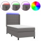 vidaXL Cama box spring y colchón LED cuero sintético gris 90x190 cm vidaXL Cama box spring y colchón LED cuero sintético gris 90x190 cm