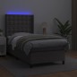 vidaXL Cama box spring y colchón LED cuero sintético gris 90x190 cm vidaXL Cama box spring y colchón LED cuero sintético gris 90x190 cm