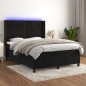 vidaXL Cama box spring colchón y LED terciopelo negro 140x190 cm vidaXL Cama box spring colchón y LED terciopelo negro 140x190 cm