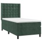 vidaXL Cama box spring colchón y LED terciopelo verde oscuro 100x200cm