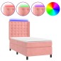 vidaXL Cama box spring colchón y LED terciopelo rosa 90x200 cm