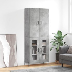 vidaXL Aparador alto madera contrachapada gris hormigón 69,5x34x180 cm