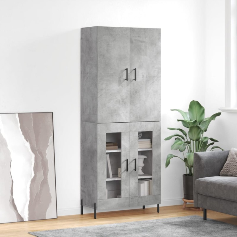 vidaXL Aparador alto madera contrachapada gris hormigón 69,5x34x180 cm vidaXL Aparador alto madera contrachapada gris hormigón 69,5x34x180 cm