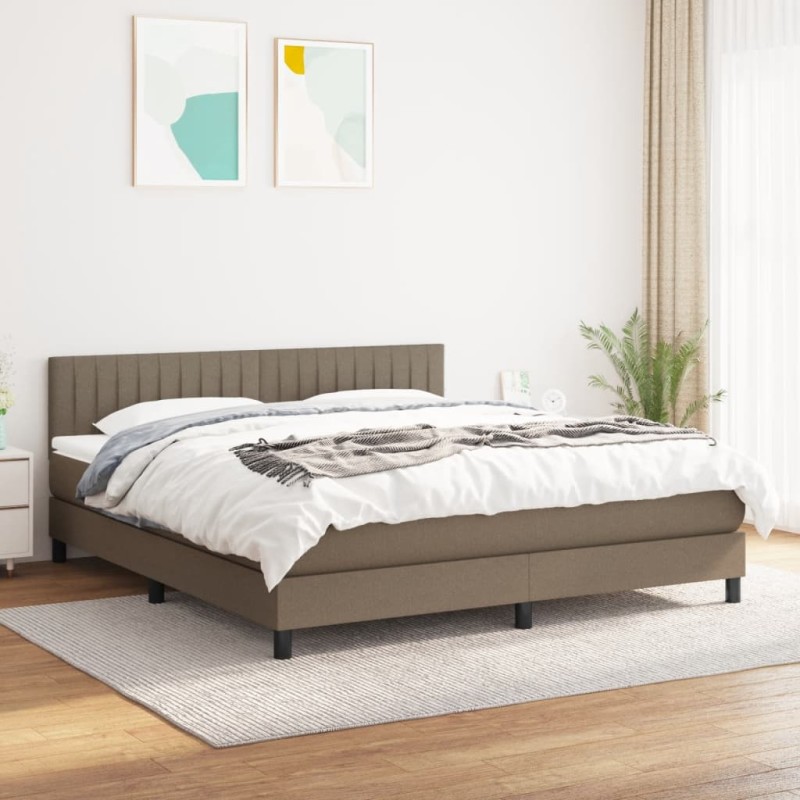 vidaXL Cama box spring con colchón tela gris taupe 180x200 cm vidaXL Cama box spring con colchón tela gris taupe 180x200 cm