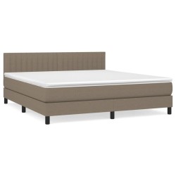 vidaXL Cama box spring con colchón tela gris taupe 180x200 cm