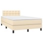vidaXL Cama box spring con colchón tela color crema 120x200 cm vidaXL Cama box spring con colchón tela color crema 120x200 cm