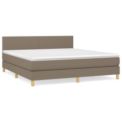vidaXL Cama box spring con colchón tela gris taupe 160x200 cm