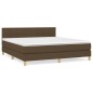 vidaXL Cama box spring con colchón tela marrón oscuro 160x200 cm