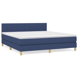 vidaXL Cama box spring con colchón tela azul 160x200 cm