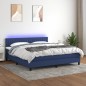 vidaXL Cama box spring colchón y luces LED tela azul 160x200 cm vidaXL Cama box spring colchón y luces LED tela azul 160x200 cm