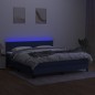 vidaXL Cama box spring colchón y luces LED tela azul 160x200 cm vidaXL Cama box spring colchón y luces LED tela azul 160x200 cm