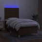 vidaXL Cama box spring colchón y luces LED tela marrón oscuro 80x200cm vidaXL Cama box spring colchón y luces LED tela marrón oscuro 80x200cm