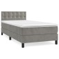 vidaXL Cama box spring con colchón terciopelo gris claro 90x190 cm vidaXL Cama box spring con colchón terciopelo gris claro 90x190 cm