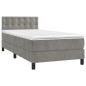 vidaXL Cama box spring con colchón terciopelo gris claro 90x190 cm vidaXL Cama box spring con colchón terciopelo gris claro 90x190 cm