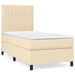 vidaXL Cama box spring con colchón tela color crema 90x190 cm