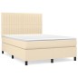 vidaXL Cama box spring con colchón tela color crema 140x200 cm vidaXL Cama box spring con colchón tela color crema 140x200 cm