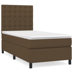vidaXL Cama box spring con colchón tela marrón oscuro 80x200 cm