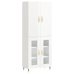 vidaXL Aparador alto madera contrachapada blanco brillo 69,5x34x180 cm