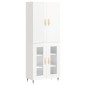 vidaXL Aparador alto madera contrachapada blanco brillo 69,5x34x180 cm