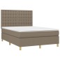 vidaXL Cama box spring con colchón tela gris taupe 140x190 cm