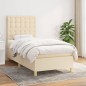 vidaXL Cama box spring con colchón tela color crema 90x200 cm vidaXL Cama box spring con colchón tela color crema 90x200 cm