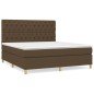 vidaXL Cama box spring con colchón tela marrón oscuro 160x200 cm vidaXL Cama box spring con colchón tela marrón oscuro 160x200 cm