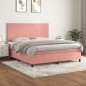 vidaXL Cama box spring con colchón terciopelo rosa 180x200 cm
