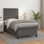 vidaXL Cama box spring con colchón cuero sintético gris 90x200 cm vidaXL Cama box spring con colchón cuero sintético gris 90x200 cm