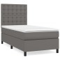 vidaXL Cama box spring con colchón cuero sintético gris 90x200 cm vidaXL Cama box spring con colchón cuero sintético gris 90x200 cm