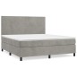 vidaXL Cama box spring con colchón terciopelo gris claro 180x200 cm vidaXL Cama box spring con colchón terciopelo gris claro 180x200 cm