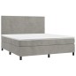 vidaXL Cama box spring con colchón terciopelo gris claro 180x200 cm vidaXL Cama box spring con colchón terciopelo gris claro 180x200 cm