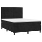 vidaXL Cama box spring con colchón terciopelo negro 140x200 cm