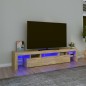 vidaXL Mueble de TV con luces LED roble Sonoma 200x36,5x40 cm vidaXL Mueble de TV con luces LED roble Sonoma 200x36,5x40 cm