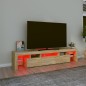 vidaXL Mueble de TV con luces LED roble Sonoma 200x36,5x40 cm vidaXL Mueble de TV con luces LED roble Sonoma 200x36,5x40 cm