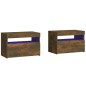 vidaXL Mesitas de noche con luces LED 2 uds roble ahumado 60x35x40 cm vidaXL Mesitas de noche con luces LED 2 uds roble ahumado 60x35x40 cm