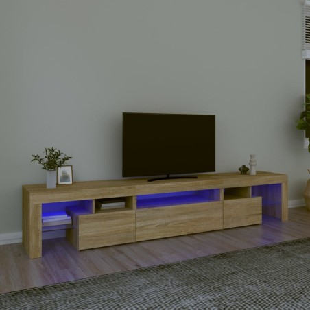 vidaXL Mueble de TV con luces LED roble Sonoma 215x36,5x40 cm