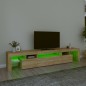 vidaXL Mueble de TV con luces LED roble Sonoma 215x36,5x40 cm vidaXL Mueble de TV con luces LED roble Sonoma 215x36,5x40 cm