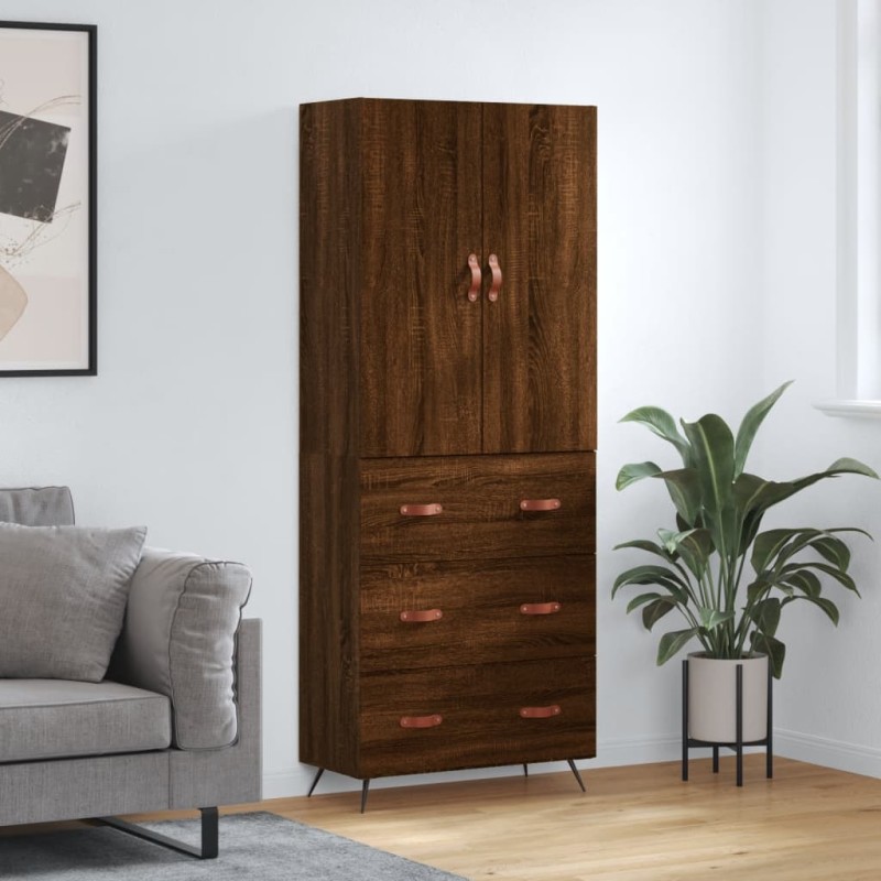 vidaXL Aparador alto madera contrachapada marrón roble 69,5x34x180 cm vidaXL Aparador alto madera contrachapada marrón roble 69,5x34x180 cm