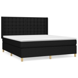 vidaXL Cama box spring con colchón tela negro 160x200 cm