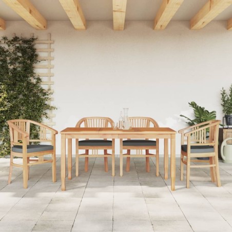 vidaXL Juego de comedor para jardín 5 piezas madera maciza de teca