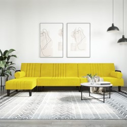 vidaXL Sofá cama en forma de L terciopelo amarillo 260x140x70 cm