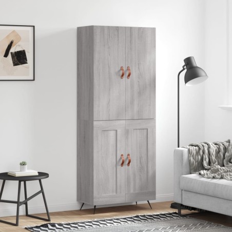 vidaXL Aparador alto madera contrachapada gris sonoma 69,5x34x180 cm