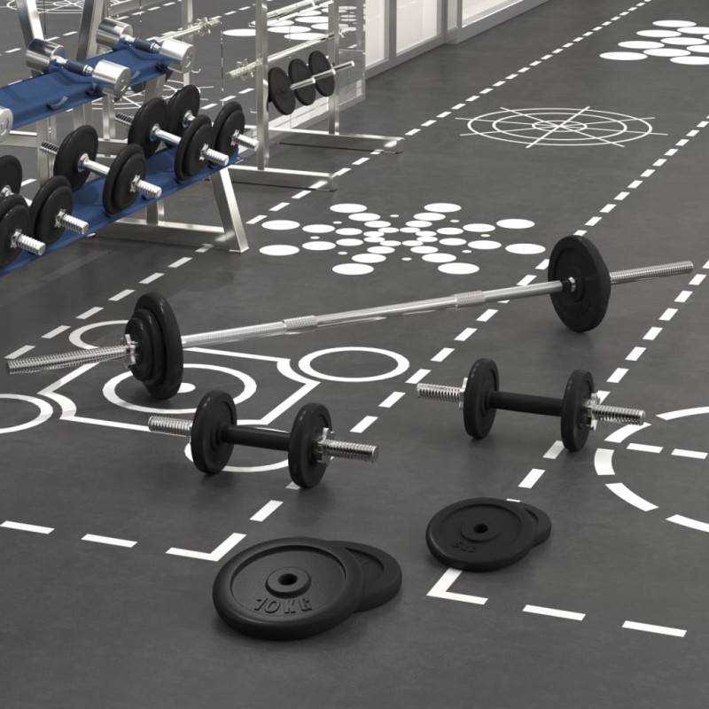 vidaXL Juego de barras y mancuernas con discos 60 kg hierro fundido vidaXL Juego de barras y mancuernas con discos 60 kg hierro fundido