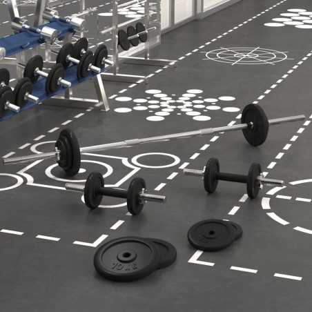 vidaXL Juego de barras y mancuernas con discos 60 kg hierro fundido