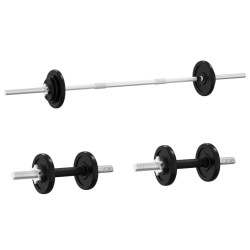 vidaXL Juego de barras y mancuernas con discos 60 kg hierro fundido