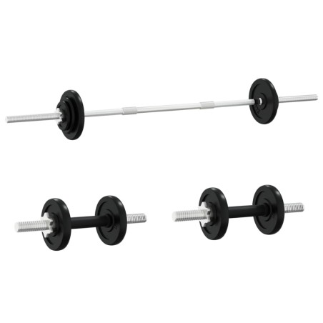 vidaXL Juego de barras y mancuernas con discos 60 kg hierro fundido