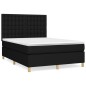 vidaXL Cama box spring con colchón tela negro 140x190 cm vidaXL Cama box spring con colchón tela negro 140x190 cm
