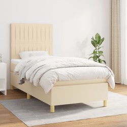 vidaXL Cama box spring con colchón tela color crema 100x200 cm