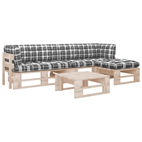 vidaXL Muebles de palets 4 pzas y cojines madera pino impregnada