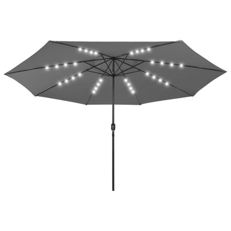 vidaXL Sombrilla de jardín con luces LED palo de metal 400cm antracita